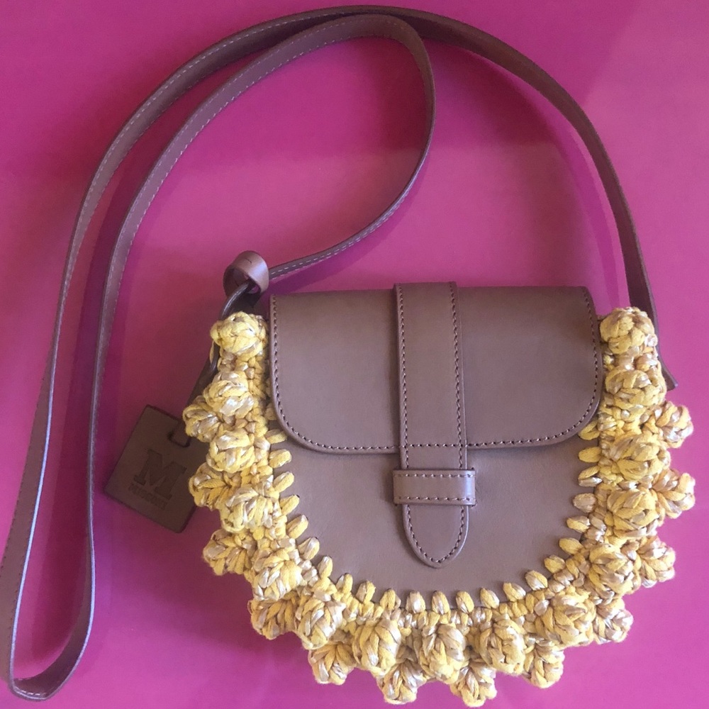M Missoni Leather and Raffia space bag with tag.
